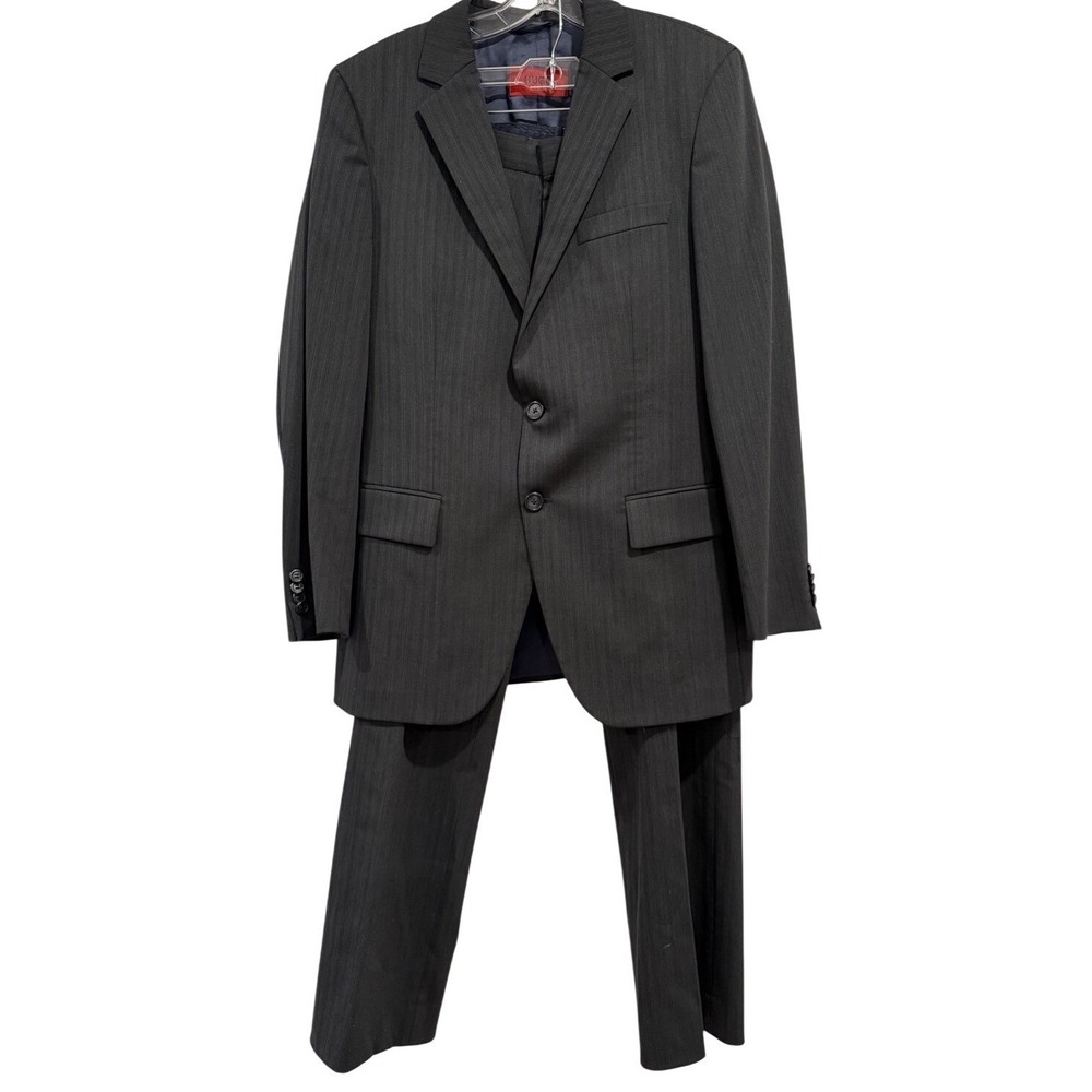 HUGO BOSS Aamon/Hago Men's Charcoal Pinstripe Wool Suit Blazer Size 46 Business - Picture 9 of 16